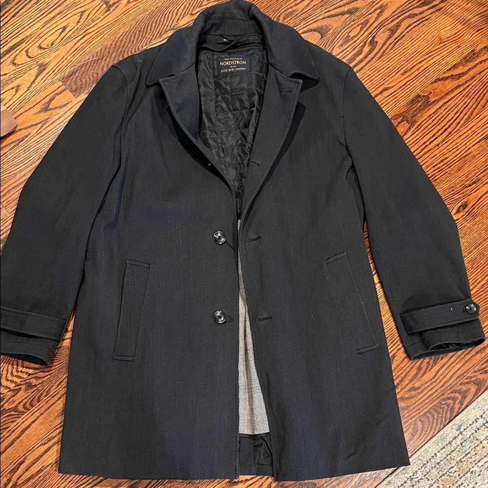 Nordstrom Men's Elegant Black Trench Coat
